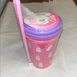 Pink Ghost Themed Cups 2 with Straws